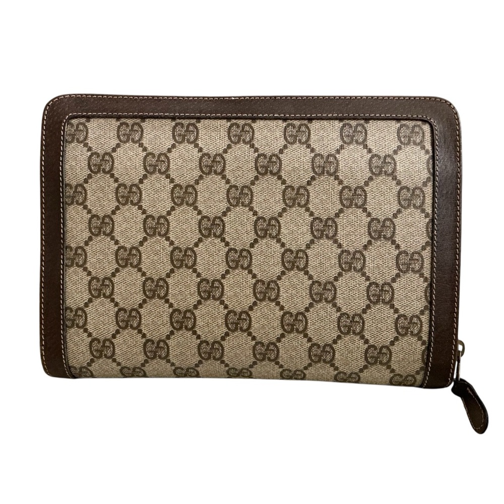 Authentic Vintage Gucci Beige and Brown GG Canvas Wristlet Pouch - Picture 2 of 13